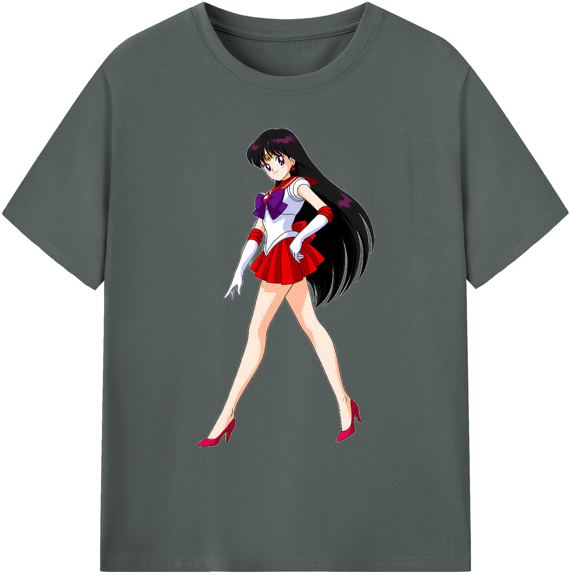 （画像用） 美少女戦士セーラームーン 火野レイ ひの レイ Sailor Moon Hino Rei （セーラーマーズ,Sailor Mars） 綿100％ メンズ半袖Tシャツ｜肌触りやわらか＆通気性